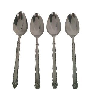 Set 4 EKCO Eterna Mary Ellen Spoons Japan Stainless Steel Vintage Flatware 6.25"